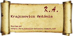 Krajcsovics Antónia névjegykártya